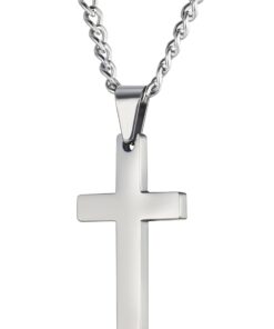 FIBO STEEL Stainless Steel Cross Pendant Chain Necklace for Men Women, 22-30 Inches 35*20*3mm cross, 22 inches chain 13 71 qxrJvPiL
