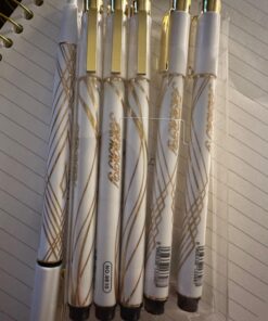 Pens Bulk 6-Pack, Black Ink pens,Quick Dry Ink Gel Pens, Medium Point Pens,Waterproof Micro-Pen,White and simple fashion penholder Smooth Writing for Office Supplies School Home Note Taking writing White 33 71 rBk01xBL
