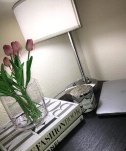 360 Lighting Colby Modern Desk Table Lamp with Hotel Style USB and AC Power Outlet in Base 21" High Brushed Nickel White Linen Drum Shade for Living Room Bedroom House Bedside Reading Home 30 71 rE kArcL