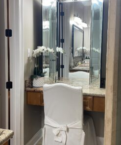 Hamilton Hills 40x40 inch Silver Trifold Mirror | Full Length Framed Beveled Edges 3 Way Mirror Hangable on Wall | Folding Tall Makeup Mirror with Hinges | Table Top, Dressing & Bathroom Vanity Mirror 40" x 48" 19 71 sDtuGYIL