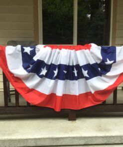 Anley USA Pleated Fan Flag, 3x6 Feet American US Bunting Flags Patriotic Stars & Stripes - Sharp Color and Fade Resistant - Canvas Header and Brass Grommets - United States 3 x 6 Feet Half Fan Banner 3x6 Ft 1pc 29 71 sQV31 mL