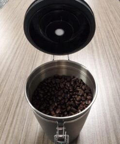 Coffee Gator Stainless Steel Canister - Large 22oz, Silver Coffee Grounds and Beans Container with Date-Tracker, CO2-Release Valve, and Measuring Scoop - Ideal Coffee Lovers Gifts for Her Gray with Green 58 71 t00rNp3L