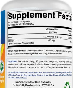 Best Naturals Maximum Potency Biotin 10,000 Mcg for Healthier and Longer Hair Growth Support Formula, 200 Count 19 71 tea31xhL