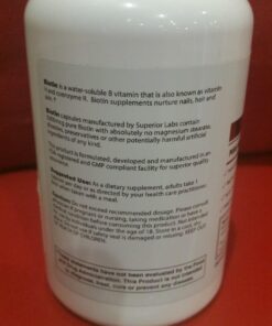 Superior Labs – Best Natural Biotin NonGMO Supplement – for Luscious Longer Hair and Lashes – Stronger Nails – Healthy Skin – Energy Booster – Healthy Weight - 5000 mcg, 120 Vegetable Caps 21 71 tk435ieL