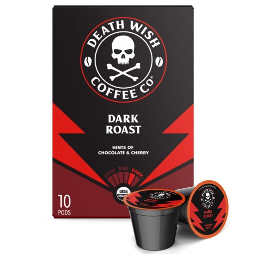 Death Wish Coffee, Dark Roast Single-Serve Coffee Pods, 10 Count 10 Count (Pack of 1)