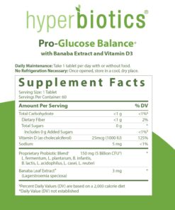 Hyperbiotics Vegan Glucose Support Tablets | Probiotics for Women, Men, Adults | Encourages Metabolism, Digestive Health | 1 Per Day | 60 Count 10 71 tvnURjL