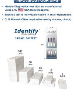 15 Pack Identify Diagnostics 5 Panel Drug Test Dip - Testing Instantly for 5 Different Drugs THC50, COC, MOP, MET, AMP ID-CP5-DIP (15) 15 7 71 u AJTeL 2