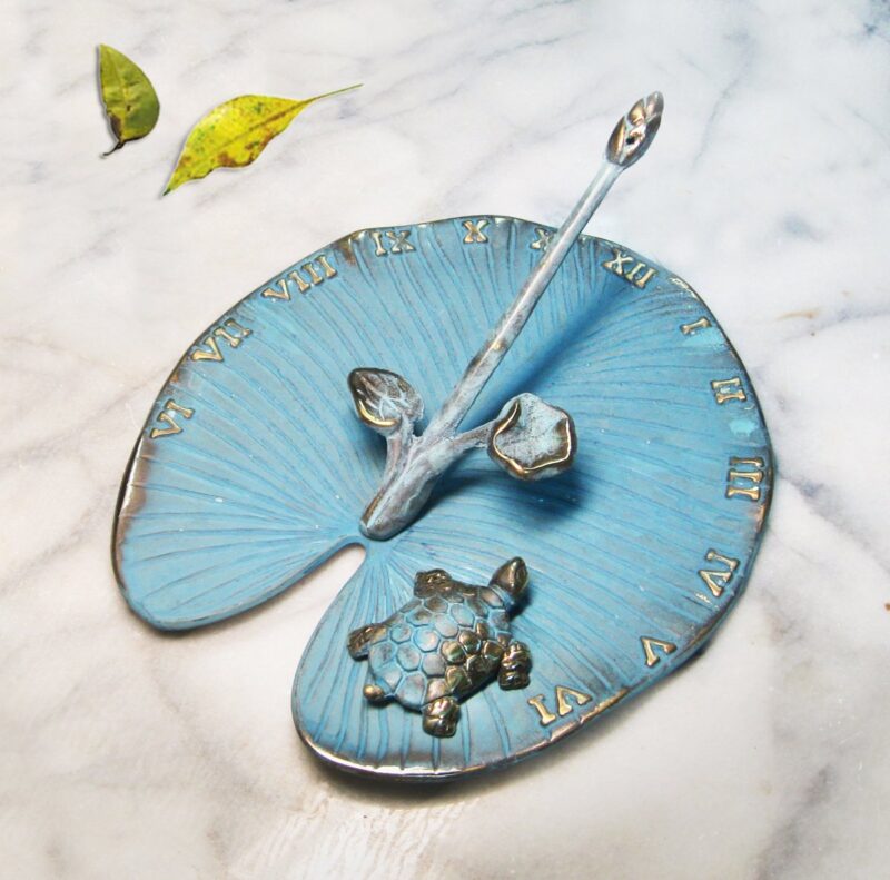 Catalog 9 Brass Sundial - Lily Pad with a Turtle