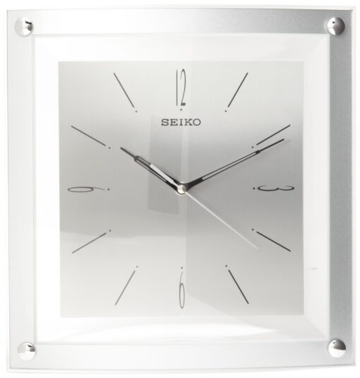 Seiko Wall Clock Quiet Sweep Second Hand Clock Silver-Tone Metallic Case