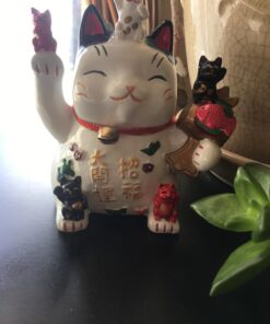 Feng Shui Maneki Neko Lucky Cat Coin Bank for Wealth 25 71 vHUSiZZL