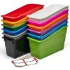 Really Good Stuff Rainbow Organizing Bins, Premium Plastic Book Holders With Name Labels, Vertical Storage & Organization for Classroom & Home, Color Code Files, Books, Binders, Supplies, 12 pk