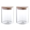 WHOLE HOUSEWARES 24 oz Clear Canister Set with Beech Wood Lids | 2 pcs Food Storage Canister for Kitchen & Pantry Organization and Storage | Ideal for Grains, Sugar, Spices & Herbs set of 2 24oz 35 71 xR5XV7L 2