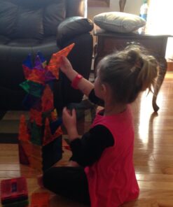 PicassoTiles 180 PCs Magnetic Tile Building Block Deluxe Construction Set with 2 Cars Clear Color Unique Shapes See Through Shape Tiles 3D Playboard Colorful Educational Construction for Kids Ages 3+ 27 71 ysaj65AL