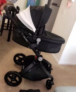 Hot Mom Baby Stroller: Baby Carriage with Adjustable Seat Height Angle and Four-Wheel Shock Absorption,Reversible,High Landscape and Fashional Pram (Black) Black 69 710 Jy8QXrL