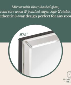 Hamilton Hills 40x40 inch Silver Trifold Mirror | Full Length Framed Beveled Edges 3 Way Mirror Hangable on Wall | Folding Tall Makeup Mirror with Hinges | Table Top, Dressing & Bathroom Vanity Mirror 40" x 48" 14 710 LaGW0AL