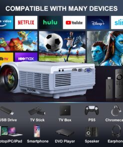 Projector with WiFi and Bluetooth, 5G WiFi Native 1080P 10000L 4K Supported, FUDONI Portable Outdoor Projector with Screen for Home Theater, Compatible with HDMI/USB/PC/TV Box/iOS and Android Phone 22 71002X5FFML