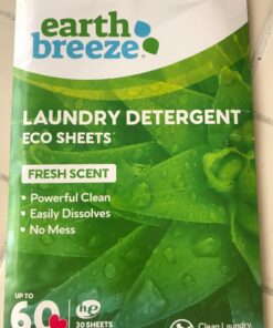 Earth Breeze Laundry Detergent Sheets - Fresh Scent - No Plastic Jug (60 Loads) 30 Sheets, Liquidless Technology… Fresh Scent, 1 Pack 28 7100OyAZgBL