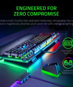 Razer Huntsman Elite Gaming Keyboard: Fast Keyboard Switches - Clicky Optical Switches - Chroma RGB Lighting - Magnetic Plush Wrist Rest - Dedicated Media Keys & Dial - Classic Black 26 7100ScRHJhL