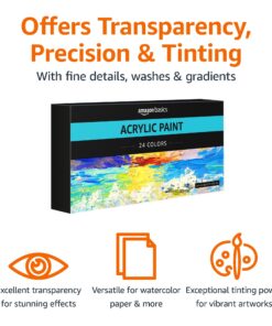 Amazon Basics Acrylic Paint Tubes, 24 Colors 32 7100Sf26xL