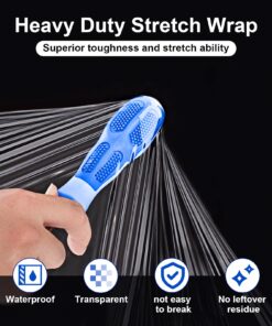 Stretch Film, RAZCC Stretch Wrap Industrial Strength, Shrink Wrap for Pallet Wrap, Heavy Duty Clear Plastic Wrap with Handles, Moving Wrapping Plastic Roll, 15" x 1000 Ft Per Roll, 60 Gauge, 4 Pack 4 Rolls 21 7100bebKnVL