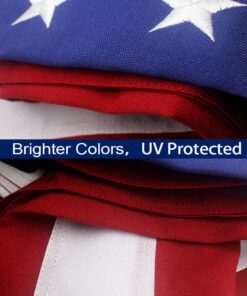 VSVO American Flag 3x5 ft – Heavy Duty 300GSM Tough Spun Polyester Embroidered US Flag for Outdoor/Outside. Sewn Stripes - Brass Grommets USA Flags 21 7101udCWv5L