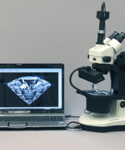 AmScope GM400TZ-10M Digital Trinocular Gemology Stereo Zoom Microscope, WH10x Eyepieces, 3.5X-90X Magnification, 0.7X-4.5X Zoom Objective, Halogen and Fluorescent Lighting, Inclined Pillar Stand, 110V-120V, Includes 0.5X and 2.0X Barlow Lenses, 10MP Ca... 8 7101wT5EsaL