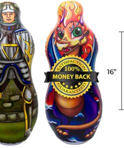 Inflatable Punching Bag for Kids with Foam Sword Set | 48" Double Sided Bop Bag for Boys, Girls and Children | Knight & Dragon Theme Imaginative and Sports Toys 16 7102 rBPnCL