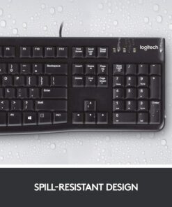 Logitech K120 Wired Keyboard for Windows, Plug and Play, Full-Size, Spill-Resistant, Curved Space Bar, Compatible with PC, Laptop - Black 22 7102PoESKL