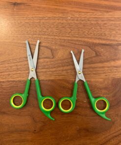 PET MAGASIN Japanese Stainless Steel Grooming Scissors (2) for Facial Hair and Larger for Body Trimming with Round Tip Grooming Sets 35 7102W8MpkpL