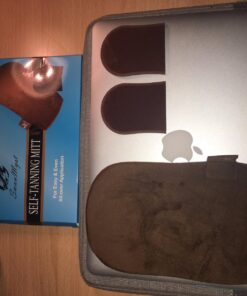 SwanMyst Self Tanning Mitt Applicator, Double Side Microfiber Sunless Tanner Glove for Flawless and Streak-free Tan, 2 Face Tan Mitts Included Brown 20 7103 bJfrvL