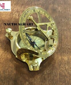 NauticalMart Captain Brass Sundial Compass with Hardwood Wooden Box 15 7103S4BWIIL