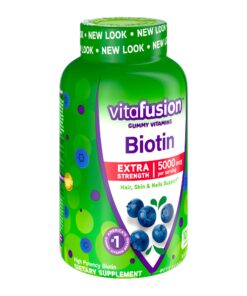 vitafusion Extra Strength Biotin Gummy Vitamins, Berry Flavored, 5,000 mcg Biotin Vitamins, America’s Number 1 Gummy Vitamin Brand, 50 Day Supply, 100 Count (Packaging may vary) 44 7103YeXjkL