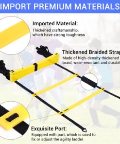 Alternative view of Ohuhu Agility Ladder Speed Training Set 12 Rung 20ft Exercise Ladders with Ground Stakes for Soccer Football Boxing Footwork Sports Fitness Training Ladder with Carry Bag Yellow