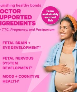 Pink Stork Prenatal DHA, Omega 3 Fish Oil Supplements with DHA and EPA, Pregnancy and Postpartum Essentials, Brain Support, Mood Health, Cognitive and Fetal Development - 60 Softgels 12 7104ZyK3wLL
