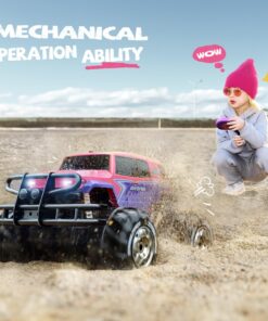 Ruko 1601AMP3 Amphibious RC Truck for Girls, IPX6 Warterproof Monster Truck, 1:10 Large Remote Control Car for All Terrain, 2 Rechargeable Batteries for 50 Min Fun Time, Gifts for Kids Pink 22 7104aIWJZdL