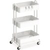 SimpleHouseware Heavy Duty 3-Tier Metal Utility Rolling Cart, White 18 7104behC0LL