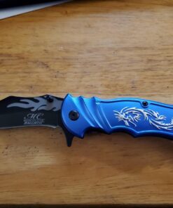 Master Collection Assisted Opening Rescue Tactical Pocket Folding Collection Knife Outdoor Survival Camping Hunting w/ Dragon Design - Blue 12 7104qKACEcL