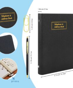 Alternative view of Refillable Address Book with Alphabetical Tabs,w/Pockets, 576 Large Print Telephone Birthday Email PU Leather Hardcover Durable for Women Men Seniors Home Office, 212 Pages, A5, Pen, Pen Holder