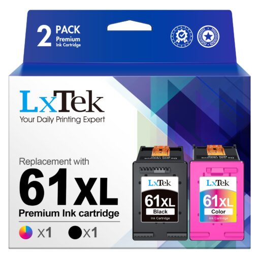 LxTek Remanufactured Ink Cartridge Replacement for HP 61XL 61 XL to Compatible with Envy 4500 5530 5535 Deskjet 2540 1010 Officejet 4632 4634, High Yield(1 Black,1 Tri-Color, 2 Pack)