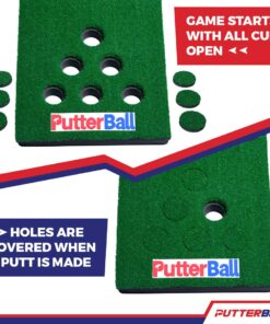 PutterBall Golf Pong Game Set The Original - Includes 2 Putters, 2 Golf Balls, Green Putting Pong Golf Mat & Golf Hole Covers - Best Backyard Party Golf Game Set 16 7108hdjjP2L