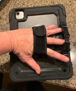 SEYMAC iPad Air 5th/ 4th Generation Case 10.9 Inch, Full-Body Shockproof Protective with Screen Protector, 360° Rotating Stand/Handle/Shoulder Strap/Pencil Holder, Black For iPad Air 5th/4th Generation 45 710AKfTucfL