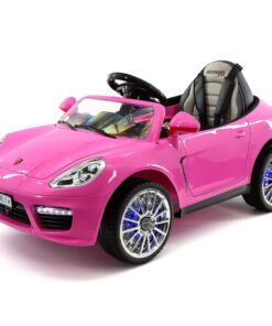Alternative view of Moderno Kids Kiddie Roadster 12V Power Children Ride-On Car with R/C Parental Remote + Leather Seat 5 Point Seat Belt + LED Wheels + MP3 USB Music Player + Baby Tray Table + Rubber Floor Mats (Pink) Pink