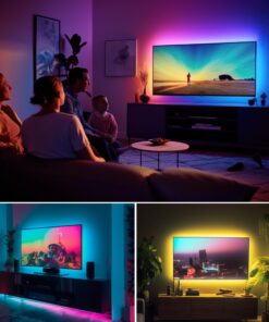 Alternative view of maylit ICRGB TV LED Backlight, 18ft Bluetooth LED Lights for TV 75-85in, USB Powered TV Lights Kit with Remote and App Control, Music Sync Color Change with TV Sound, Bias Lighting for HDTV Room Decor ICRGB (Bluetooth Control) 16.4FT for 75''-85'' TV
