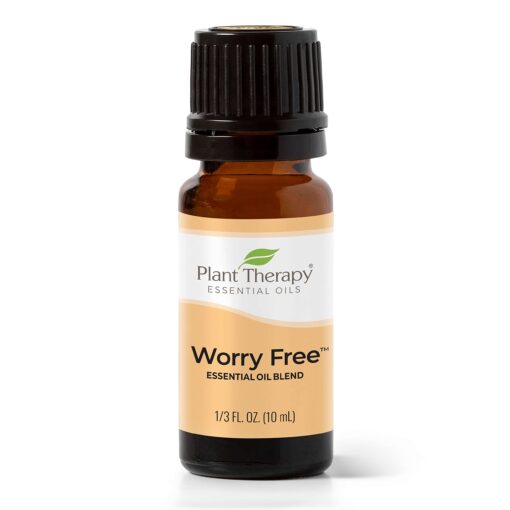 Plant Therapy Worry Free Essential Oil Blend 10 mL (1/3 oz) Calming Relief Blend 100% Pure, Undiluted, Natural Aromatherapy, Therapeutic Grade 0.34 Fl Oz (Pack of 1)