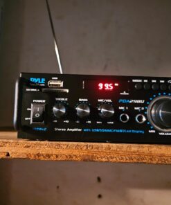 Pyle Wireless Bluetooth Stereo Power Amplifier - 200W Dual Channel Sound Audio Stereo Receiver w/RCA, USB, SD, MIC in, FM Radio, for Home Computer via RCA - PDA29BU.5 Basic Feature 22 710BIKSicL