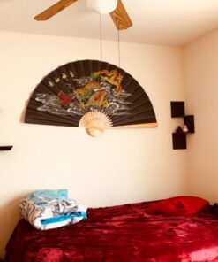 Alternative view of Asian Home Classic 35"" Oriental Feng Shui Wall Fan-Black Dragon