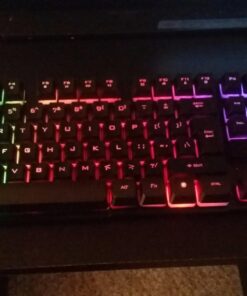 Rii RK100+ Multiple Color Rainbow LED Backlit Large Size USB Wired Mechanical Feeling Multimedia PC Gaming Keyboard,Office Keyboard for Working or Primer Gaming,Office Device RK100+ Rainbow LED Backlit 32 710Btsa6vdL