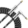Donner Guitar Cable 10 ft, Electric Instrument Cable Bass Amp Cord for Electric Guitar Bass Amplifier Audio, 1/4" Right Angle to Straight, Black White 10 Feet Right Angle& Straight