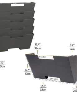 Wallniture Lisbon Metal Wall File Holder Organizer, 5-Tier File Folders Letter Size Magazine Holder and Office Decor, Gray 13 710CruJwtXL