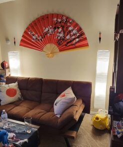 "Classic 35"" Oriental Feng Shui Wall Fan-Red flowers" 7 710D4tCsAJL